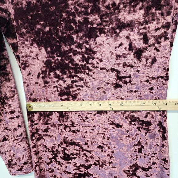 Michael Michael Kors Crushed Velvet Dress Size M Dark Pink Long Sleeve Goth Glam - Picture 10 of 13